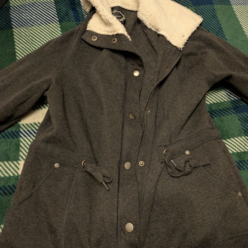 Ambiance Charcoal Utility Jacket with Sherpa Collar